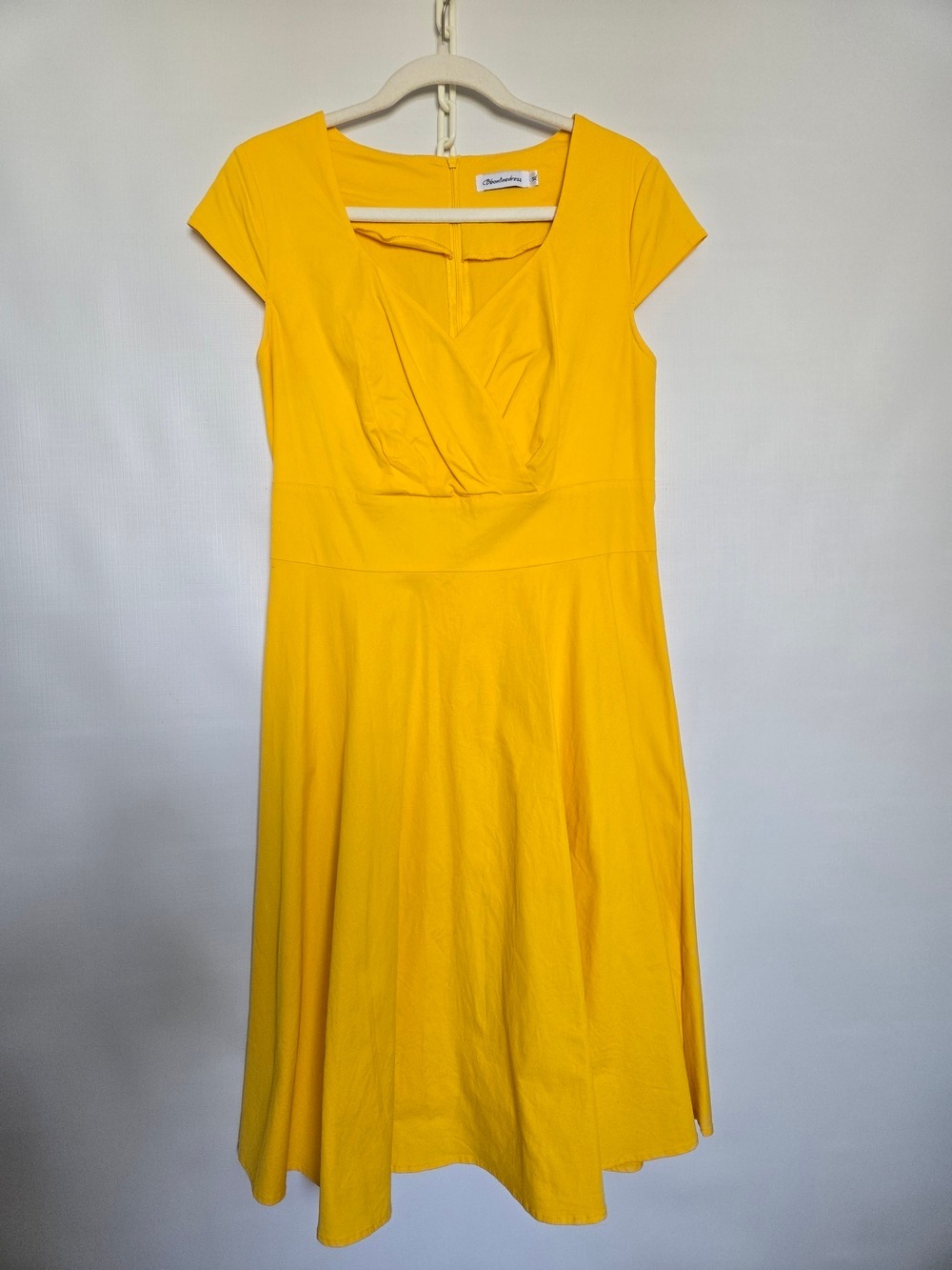 BBONFINE DRESS WOMEN YELLOW SWING RETRO 50'S COCKTAIL FIT-AND-FLARE XL 14-16